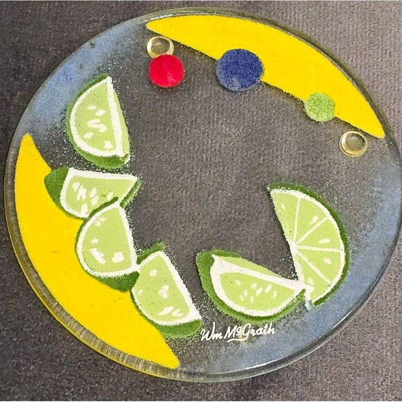 Fused art glass cocktails coasters set of 4 Colorful Fruits by William McGrath - Picture 3 of 8